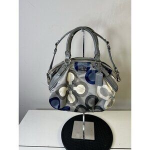 Coach Madison Sophia Blue Multicolored Sateen Satchel Bag 2010 Top Strap Charm